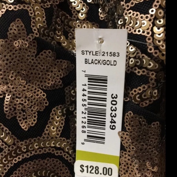 Women’s Formal Dress Size 12 NW Black & Gold Prom Evening Sequined Bodice Gown - Picture 6 of 6